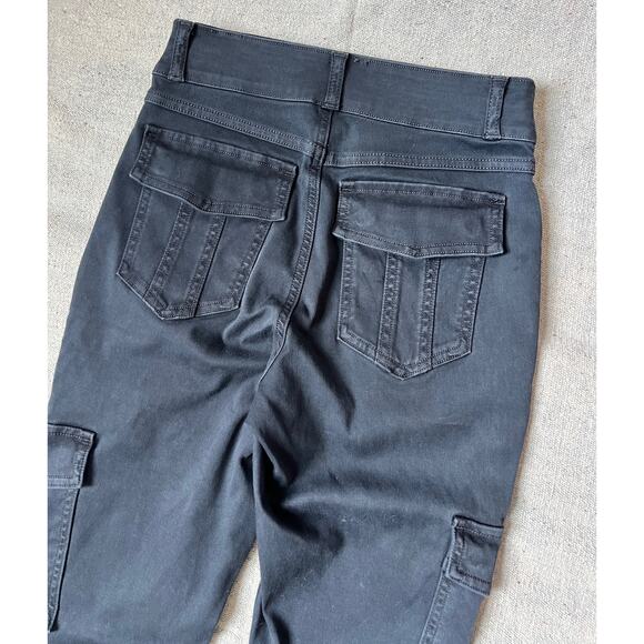 New Spanx Cargo Pants Women’s Small Black Gray Washed Stretch Comfy Pants - Picture 9 of 12